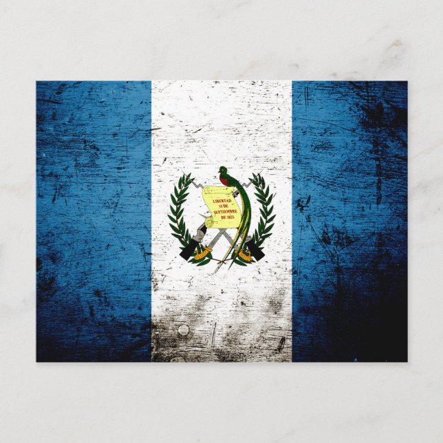 Cartão Postal Black Grunge Guatemala Flag (Frente)
