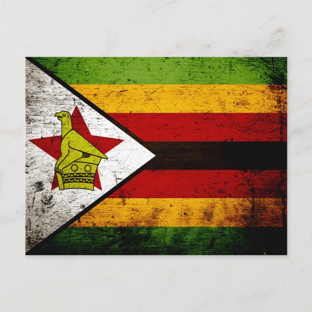 Cartão Postal Black Grunge Zimbabwe Flag (Frente)