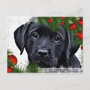 Cartão Postal Black Labrador Christmas - Dog Holiday - Black Lab
