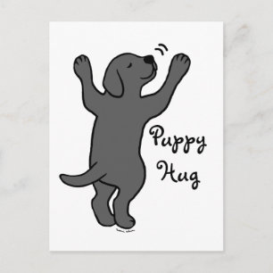 Cartão Postal Black Labrador Puppy Hug