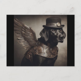 Cartão Postal Black Labrador Steampunk