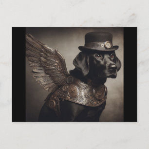 Cartão Postal Black Labrador Steampunk