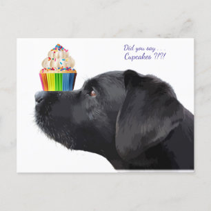 Cartão Postal Black Labrador - Você disse Cupcakes - Amante de C