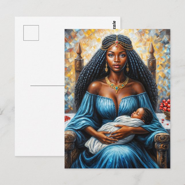Cartão Postal Black Mother With Baby Erzulie Art (Frente/Verso)
