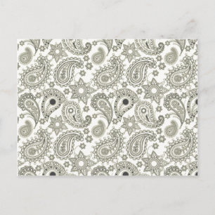 Cartão Postal Black Paisley em White