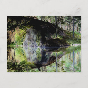 Cartão Postal "Black Pond" Adirondack Lake e Rock Landscape