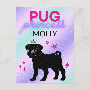CARTÃO POSTAL BLACK" PUG PRINCESS"