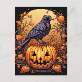 Cartão Postal Black Raven Happy Halloween