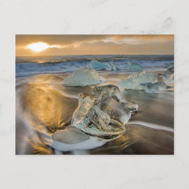 Cartão Postal Black Sand Beach | Jokulsarlon Sul da Islândia (Frente)