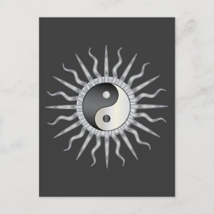Cartão Postal Black Starburst Yin Yang