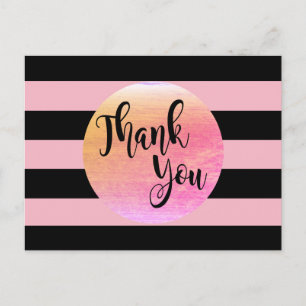 Cartão Postal Black Strike, Obrigado, casamento rosa