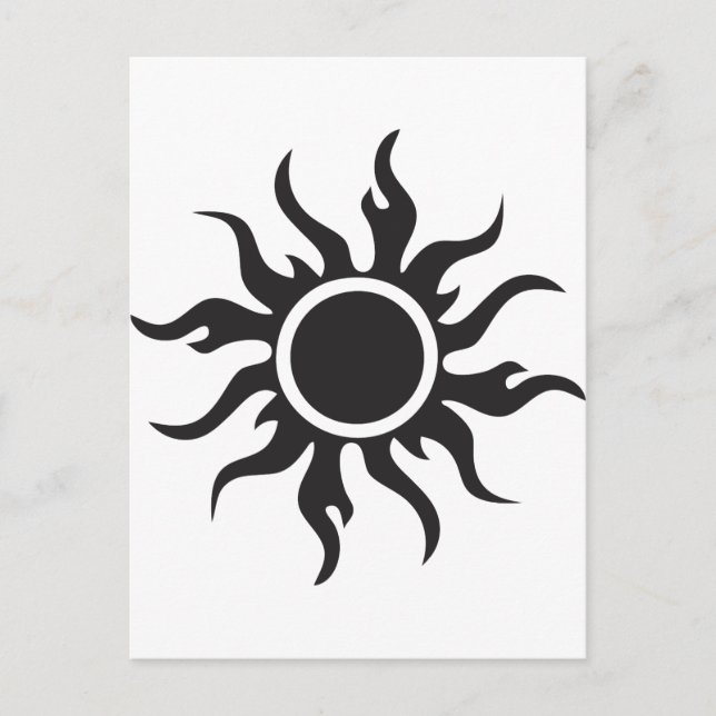 Cartão Postal Black Tribal Sun (Frente)