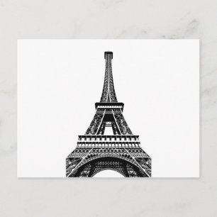 Cartão Postal Black White Eiffel Tower Paris França Art Trabalh