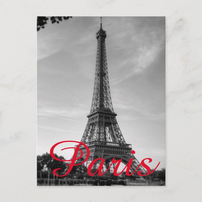 Cartão Postal Black White Eiffel Tower Paris Love City Viagem (Frente)