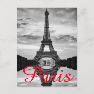 Cartão Postal Black White Eiffel Tower Paris Love City Viagem