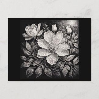 Cartão Postal Black & White Flowers
