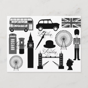 Cartão Postal Black White London Excelente Reino Unido ícone Vin