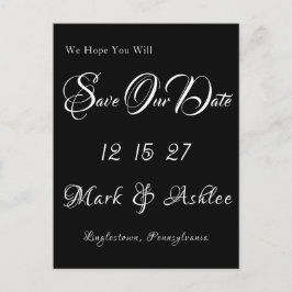 Cartão Postal Black & White Save the Date Post Card