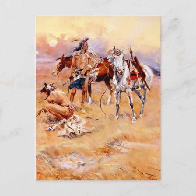 Cartão Postal “Blackfeet Incendia a Reserva de Búfalos Crow” (Frente)