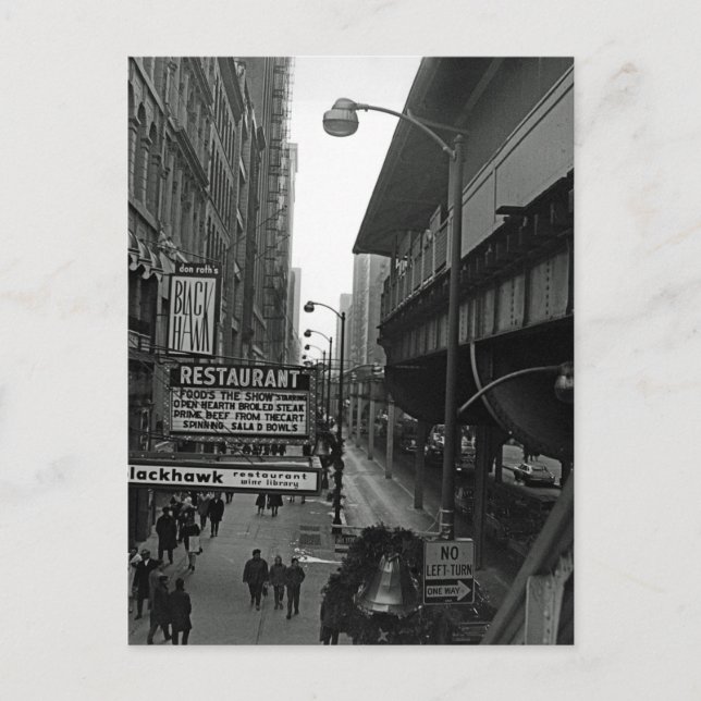 Cartão Postal Blackhawk Restaurant Street, em Chicago, 1960 (Frente)