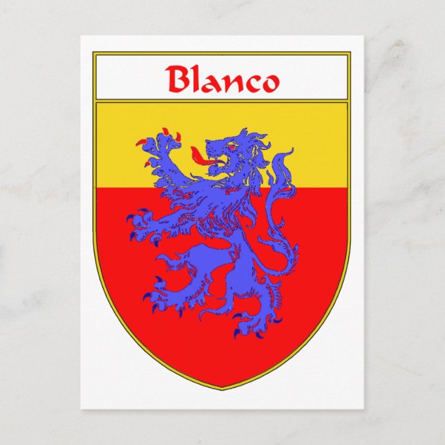 Cartão Postal Blanco Casaco de Armas/Proteção Familiar (Frente)