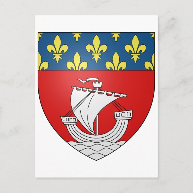 Cartão Postal Blason Paris Casaco Heraldry Símbolo França (Frente)