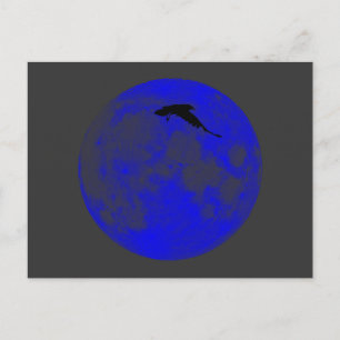 Cartão Postal Blauer Mond Raben Corvo Lua Azul