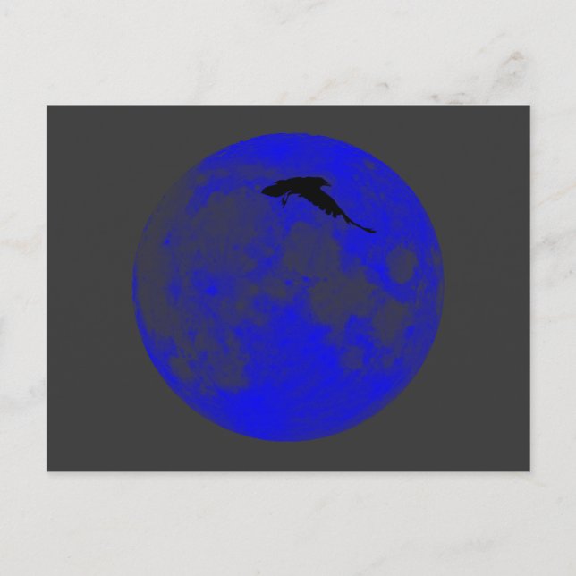 Cartão Postal Blauer Mond Raben Corvo Lua Azul (Frente)