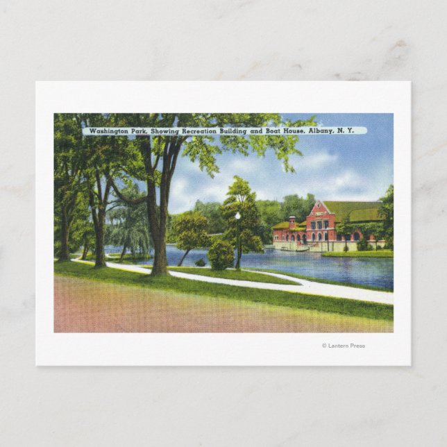 Cartão Postal Bldg e Boathouse de Recriação (Frente)