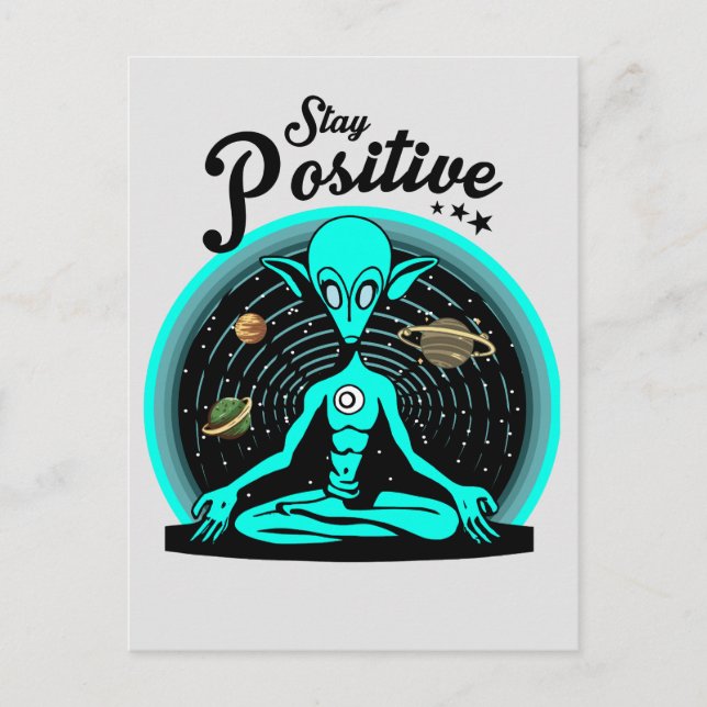 Cartão Postal Bleib Positiv Alien (Frente)