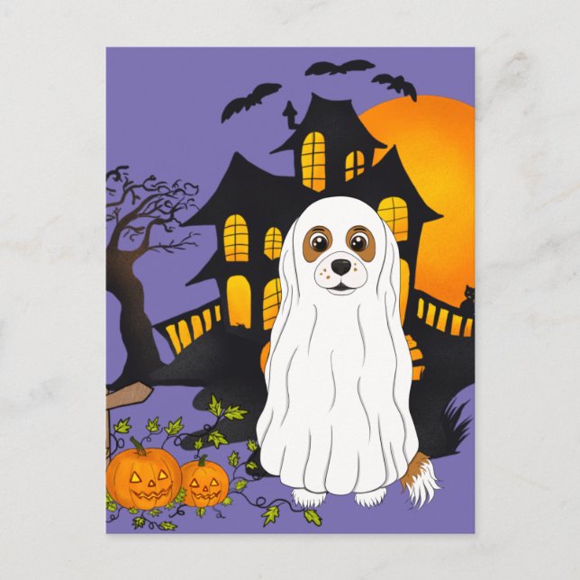 Cartão Postal Blenheim Cavalier Ghost Halloween (Frente)