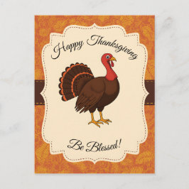 Cartão Postal Blessed Thanksgiving Turkey