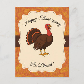 Cartão Postal Blessed Thanksgiving Turkey