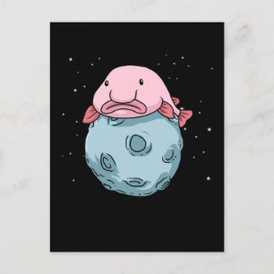 Cartão Postal Blobfish Moon Astronauta Gift Kids Blobfish