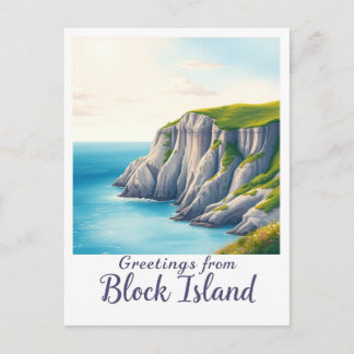 Cartão Postal Block Island, Rhode Island – Island Cliffs