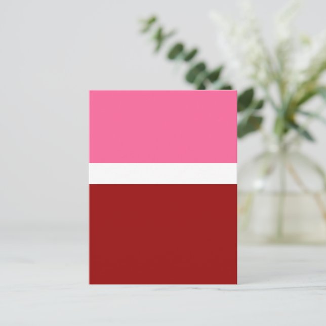 Cartão Postal Bloco de Cor Rosa Branco Marrom Vermelho (Em pé/Frente)