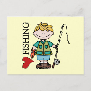 Cartão Postal Blond Boy I Love Fishing