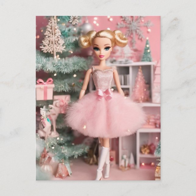 Cartão Postal Blond Pastel - Boneca de Natal (Frente)