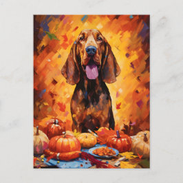 Cartão Postal Bloodhound Outono Dia de Ação de Graças 