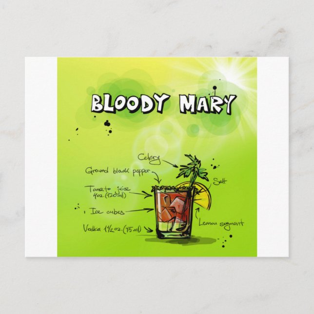 Cartão Postal Bloody Mary Recipe (Frente)