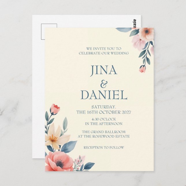 Cartão Postal Bloom Blushing (Frente/Verso)