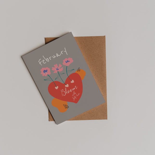 Cartão Postal Bloom com Abstrato de fevereiro de Self Love (Criador carregado)