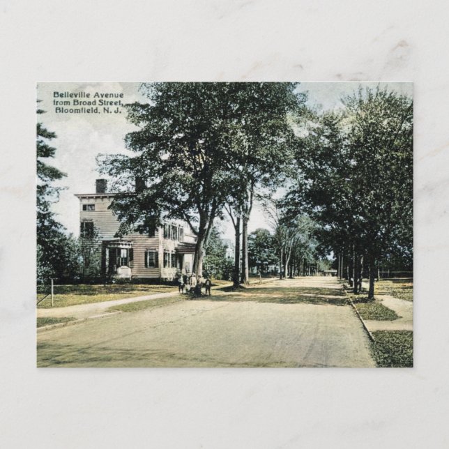 Cartão Postal Bloomfield NJ, Belleville Ave, 1910 Vintage (Frente)