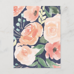 Cartão Postal Blooming Delight   Pessegueiros e Rosas azuis