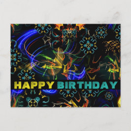 Cartão Postal Blooming Fireworks Folart Aniversário
