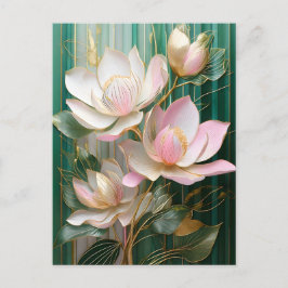 Cartão Postal Blooming Wallpaper Japonês Magnolia Art