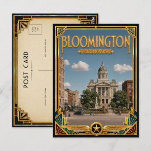 Cartão Postal Bloomington Illinois Arte Deco Vintage Era de Ouro