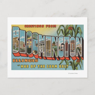 Cartão Postal Bloomington, Illinois - Cenas com Letra Grande 2