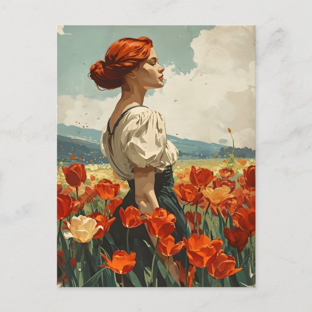 Cartão Postal Blooms of Grace: Vintage Tulip Beauty (Frente)