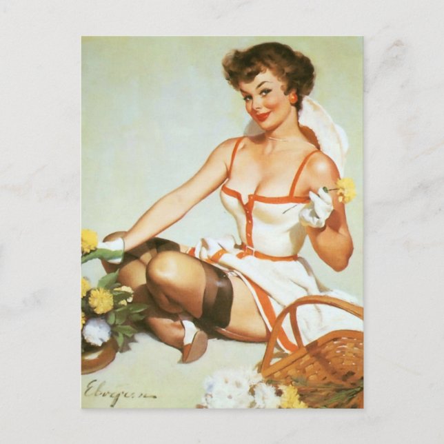 Cartão Postal Blooms Pin Up (Frente)